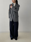 [wool20%] Stripe loose-fit single blazer
