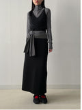 Teddy banding H-line long skirt