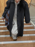 [handmade/wool90%] Mohair Hidden Robe Handmade Long Coat