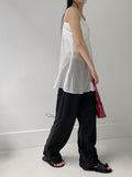 Back Shirring Stopper Nylon Wide Pants