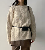 Angora Cable Overfit Long Knit