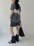 [Short sleeve ver.] Strap See-Through Long Blouse