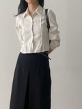 Suede pin tuck crop shirt