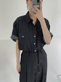 [unisex] Stripe Pocket Tencel Overfit Shirt