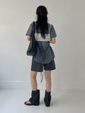 [Short sleeve ver.] Strap See-Through Long Blouse