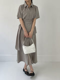 [Short sleeve ver.] Purette Wrap Loose Fit Shirt