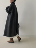 [handmade/wool90%] Mohair Hidden Robe Handmade Long Coat