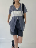 [Short sleeve ver.] Strap See-Through Long Blouse