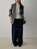 [wool20%] Stripe loose-fit single blazer