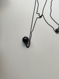 Black Bold Drop Layered Necklace