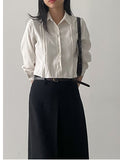 Suede pin tuck crop shirt