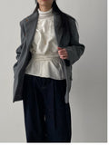 [wool20%] Stripe loose-fit single blazer
