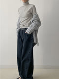 Stripe Fleece Turtleneck T-Shirt