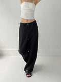 Back Shirring Stopper Nylon Wide Pants