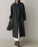 [handmade/wool90%] Mohair Hidden Robe Handmade Long Coat