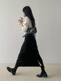 Suede pin tuck crop shirt