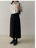 Suede pin tuck crop shirt
