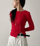 Bella Wool Slit Knit T-Shirt