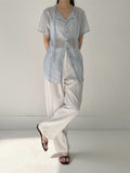 [Short sleeve ver.] Strap See-Through Long Blouse