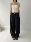 Back Shirring Stopper Nylon Wide Pants