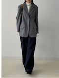 [wool20%] Stripe loose-fit single blazer