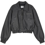 Au Vintage Leather Bomber Jacket