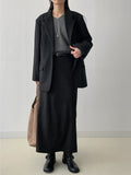 [wool20%] Stripe loose-fit single blazer