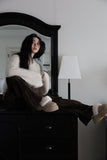 Belted frill velvet pants