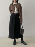 Suede pin tuck crop shirt