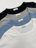 [INC MADE] Silket Square Neck Short Sleeve T-Shirt