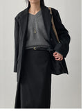 [wool20%] Stripe loose-fit single blazer