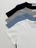 [INC MADE] Silket Square Neck Short Sleeve T-Shirt