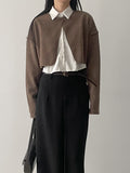 Suede pin tuck crop shirt