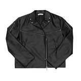 Cut Sleeve Crop Leather Jacket