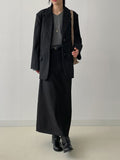 [wool20%] Stripe loose-fit single blazer