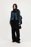 Side denim track pants