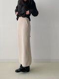 Teddy banding H-line long skirt