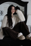 Belted frill velvet pants