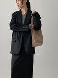 [wool20%] Stripe loose-fit single blazer