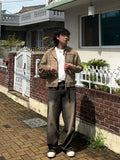 Brown Tin Brush Wide Denim