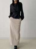 Teddy banding H-line long skirt