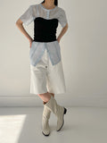 [Short sleeve ver.] Strap See-Through Long Blouse