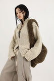 Normcore mix knit zip-up