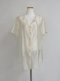 [Short sleeve ver.] Strap See-Through Long Blouse