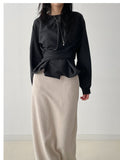 Teddy banding H-line long skirt