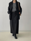 [wool20%] Stripe loose-fit single blazer