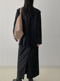 [wool20%] Stripe loose-fit single blazer