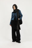 Side denim track pants
