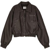 Au Vintage Leather Bomber Jacket