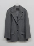 [wool20%] Stripe loose-fit single blazer